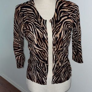 White House Black Market tiger stripped cardigan size Medium